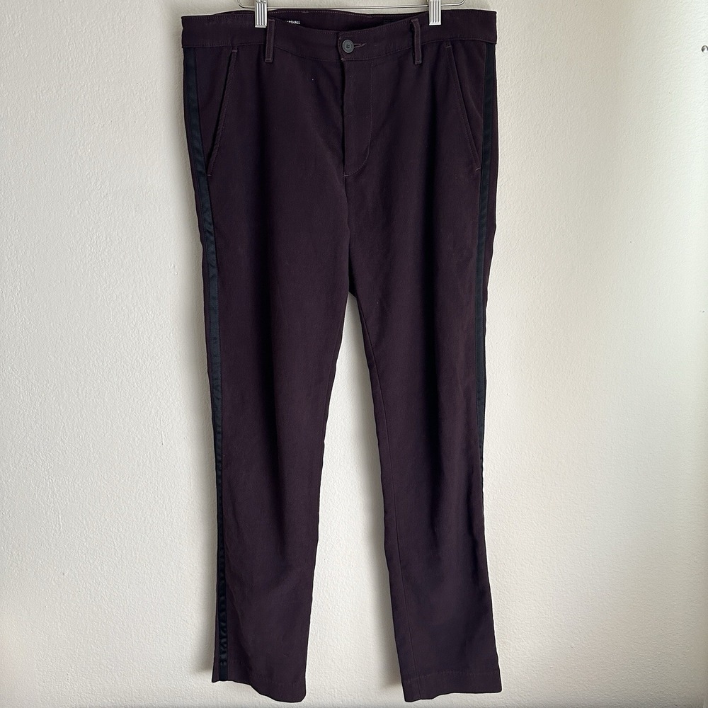 AG Adriano Goldschmied The Marshall Slim Tuxedo Trouser Mens 34 Plum Burgundy